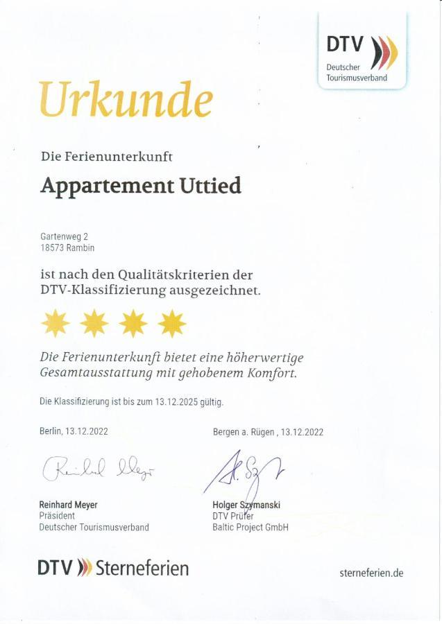 Appartement Uttied Mit Terrasse Und Garten - 4 Sterne Dtv Rambin Esterno foto